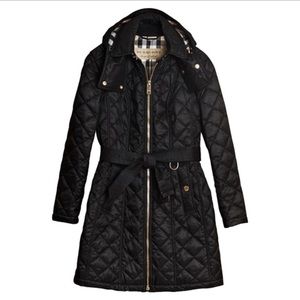 Burberry Baughton Quilted Belted Check Parka